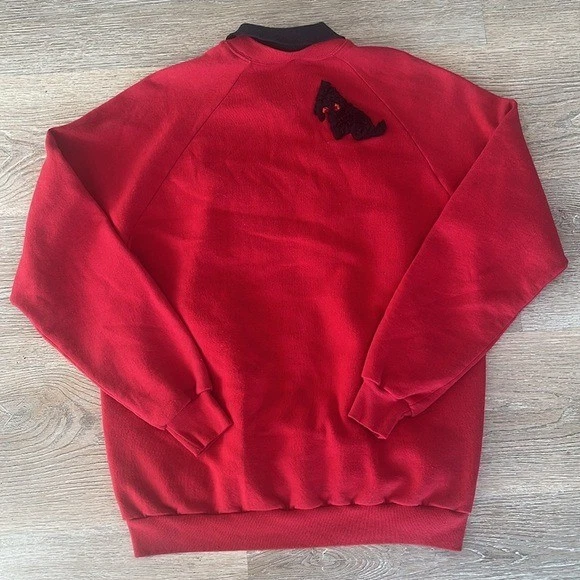 Sudadera vintage Just Ducky Scottie perro para mujer XXL 80 apliques de piel sintética EE. UU. Foto 4 de 4