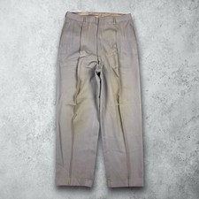 Vintage 40s Rayon Gabardine Pleated Trouser Pants Gray Men's 30x28 Drop Loop
