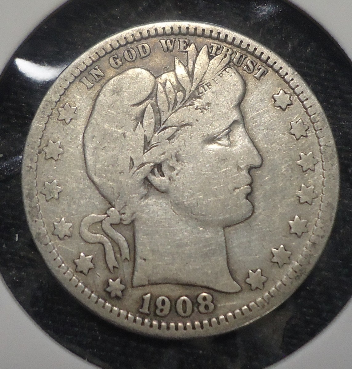 Fine+ near VF 1908 D Denver Barber silver 25C quarter ADD to CART