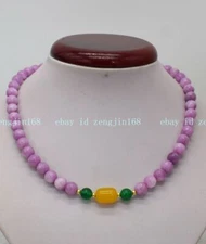 18'' 24'' 36'' 8/10mm Natural Lavender Purple Jade Round Gemstone Beads Necklace