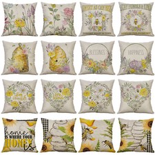 Honeybee Blossoms Throw Pillow Covers Cases for Couch Sofa Home Decor 18x18 In