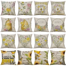 Honeybee Blossoms Throw Pillow Covers Cases for Couch Sofa Home Decor 18x18 In