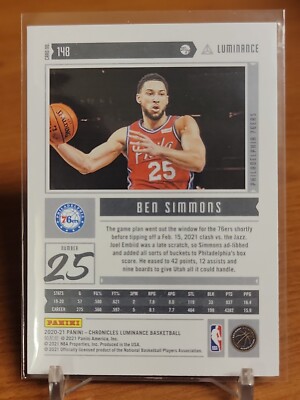 2020-21 Panini Chronicles Luminance Ben Simmons Philadelphia 76ers