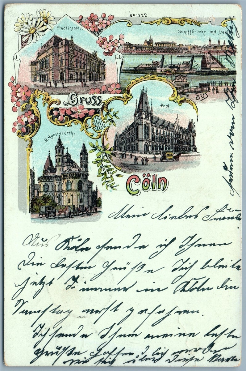GRUSS AUS COLN GERMANY UNDIVIDED COLORFUL 1900 ANTIQUE POSTCARD | eBay
