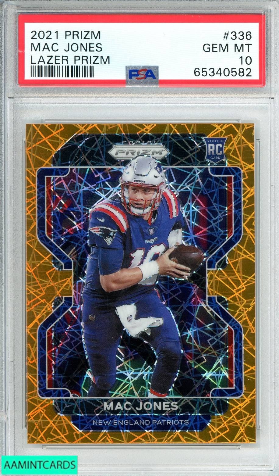 2021 PANINI PRIZM MAC JONES #336 LAZER PRIZM ROOKIE RC PSA 10 GEM MT