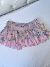 Abercrombie  Fitch A F Vintage Y2K Floral 100 SILK Ruffle Mini Skirt