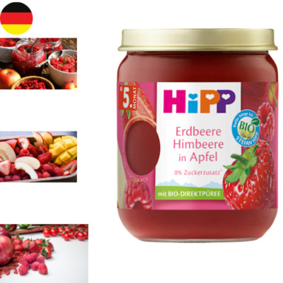 HiPP Früchte Erdbeere Himbeere in Apfel ab 5.Monat, 3 x 160 g Beikost