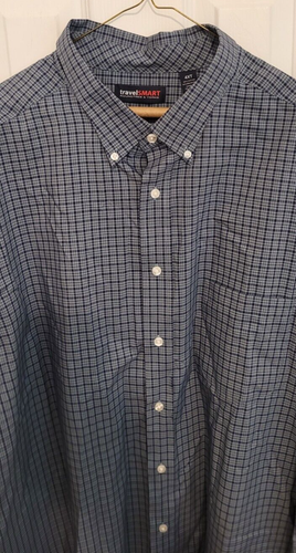 ROUNDTREE & YORKE TRAVEL SMART BLUE BUTTON-UP LONG SLEEVED SHIRT SIZE 4XT - Picture 2 of 6