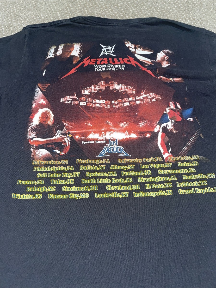 METALLICA World Wired 2018 2019 Tour Band Graphic Black T-shirt M