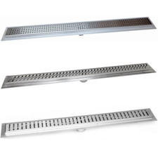 SereneDrains SS Brushed Nickel Linear Shower Drain Kit Design Grate 16"-59"