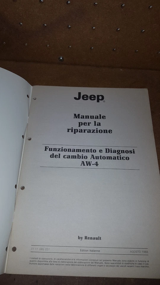 manuali officina motore renault 18-20-30-fuego-trafic-master jeep /cambio ta-aw4 - Immagine 4 di 4