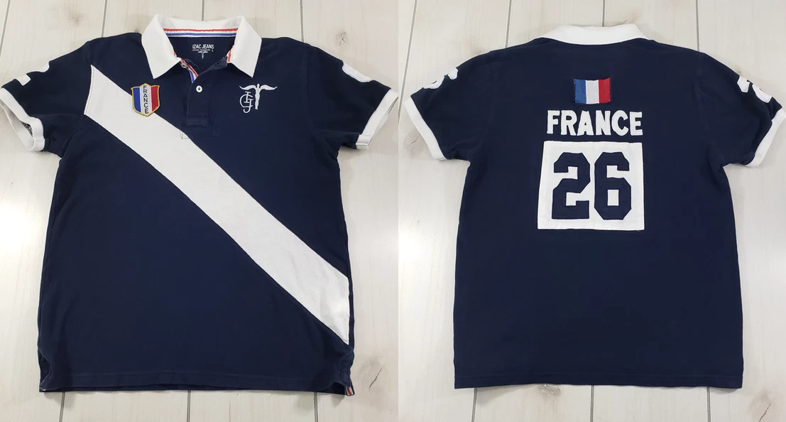IZAC Short Sleeve Polo Shirt French Flag Patches Made in France
