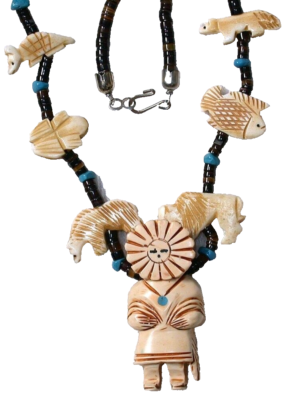 Kokopelli Indian Figure Carved Resinated Bovine Figures 30