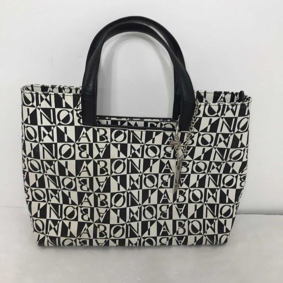 Bonia Monogram Tote Black & White Women's Bag Handbag