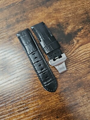 #ad Panerai Daylight Watch 24 22mm OEM Black Alligator Strap with Deployment Buckle $323.00