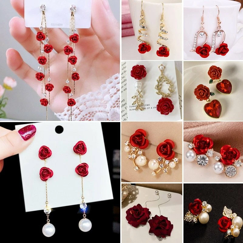 Red fashion earrings online