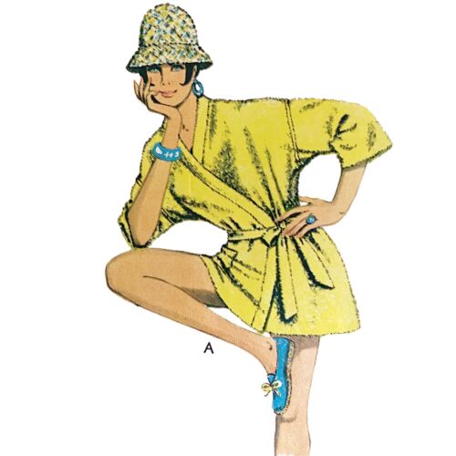 Patrón de los años 60 - Abrigo estilo kimono / Envoltura de playa - Busto = 36- 38"" (91,4- 96,5 cm) - Imagen 2 de 4