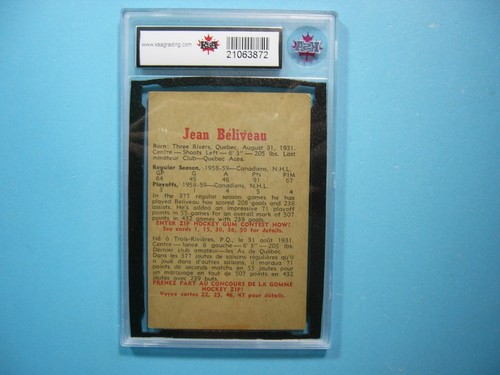1959/60 PARKHURST NHL HOCKEY CARD #6 JEAN BELIVEAU KSA 5 EX SHARP 59/60 PARKIE - Picture 2 of 2