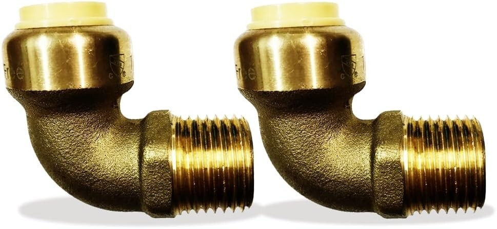 Push-fit Fittings 1/2"x 1/2" Male NPT Threaded Elbow Push-to-Connect Pack of 2