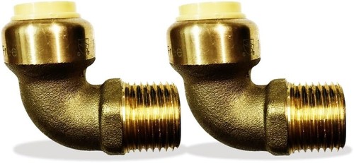Push-fit Fittings 1/2"x 1/2" Male NPT Threaded Elbow Push-to-Connect Pack of 2