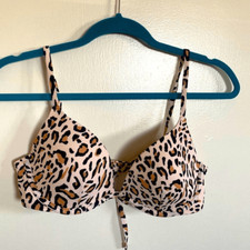 Cheetah Bikini print top, adjustable straps size 34C