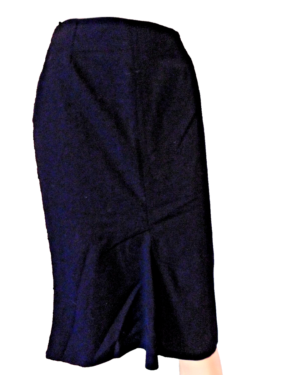 フラメンコ Guy Laroche Paris Hi Waist Black Pencil Skirt Wool Crepe Women 4