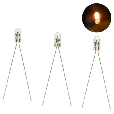 MP03W 100pcs Clear 2.5mm Mini Bulbs 12V 40mA Grain of Wheat Bulbs Warm White
