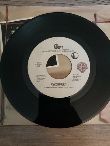 Chicago 45 w PS Stay The Night/Only You JUKEBOX WB 29306 VG+ 1984 - Picture 6 of 9