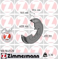 2X Zimmermann 100.1649.20 Bremstrommel FüR Audi Seat Skoda VW