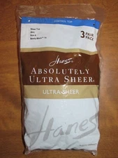 041X01 Hanes 3041 Absolutely Ultra Sheer Control Top Pantyhose 3Pk A Black