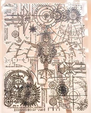 Steampunk Mechanical Background Clear cling Stamp