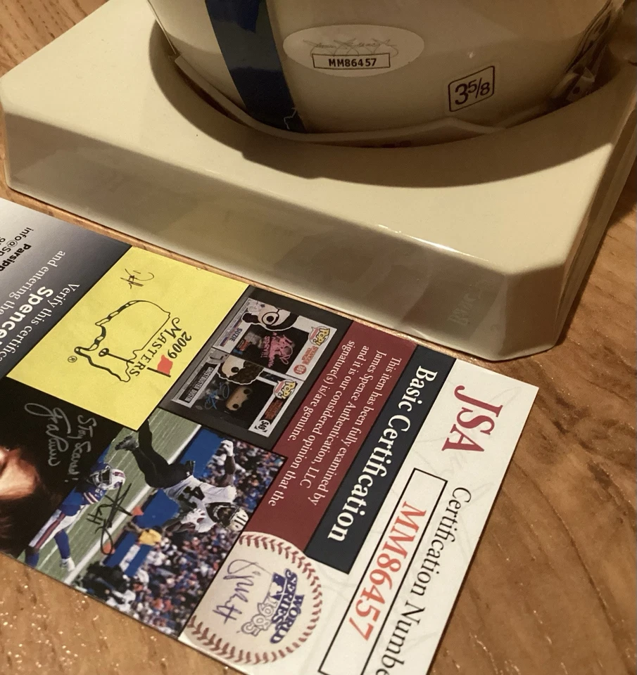 Peyton Manning autographed signed autograph Indianapolis Colts mini helmet (JSA) - Image 2 of 2