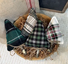 Rustic Christmas Tree Bowl Fillers ~ Ornaments ~ Package Ties ~ Set of 4