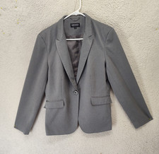 John Meyer Collection Women Jacket 12 Gray 100 Polyester Classic Fit Blazer