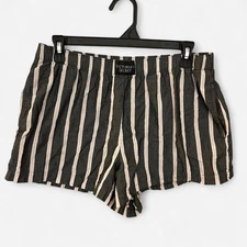 Victorias Secret Grey Pink Striped Pajama Shorts Size Medium New Washed w/o Tags