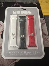 Apple Watch Band Modal Silicone 38mm/40m 3- PACK NEW RED WHITE BLUE