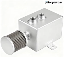 2L Oil Catch Can Tank 2 Port AN10 + Breather Filter Drain Tap Baffled Universal