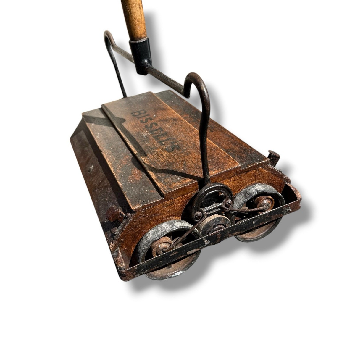 Antique Bissell Cyco Bearings Wooden Carpet Sweeper Improved