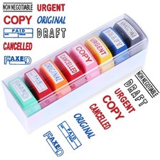 Self Inking Office Stamp Set - Teacher Business Stamps with Plastic Tray 8...