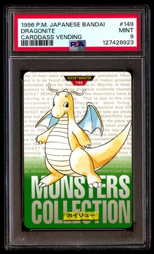 PSA 9 Dragonite 149 Bandai Carddass Vending Pokemon Japanese 1998