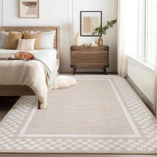 5x7 Washable Area Rug for Bedroom Living Room Non Slip Modern Bordered Throw ...