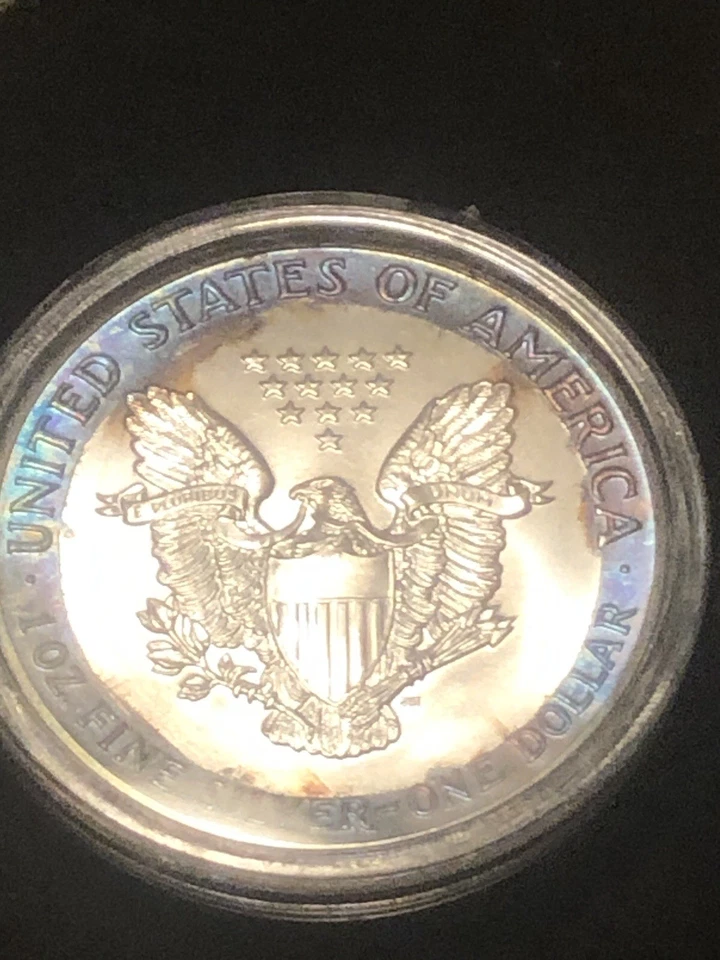 1987 American Silver Eagle 1 Oz Rainbow Toning  - Image 4 of 4