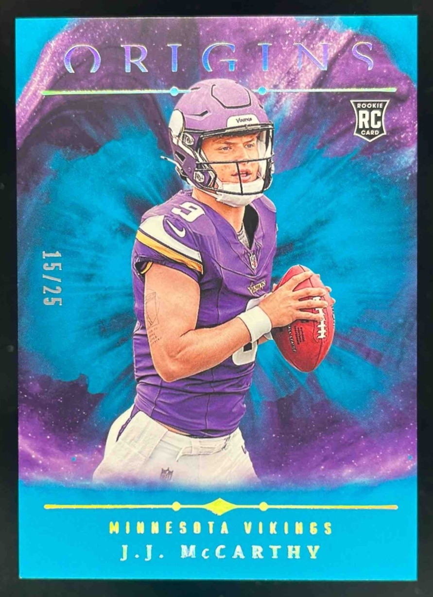 2024 Panini Origins J.J. McCarthy Holo Turquoise /25 #103 Minnesota Vikings