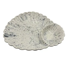 Speckled Appetizer Serving Platter White Gray Condiment Relish Divided Dish
