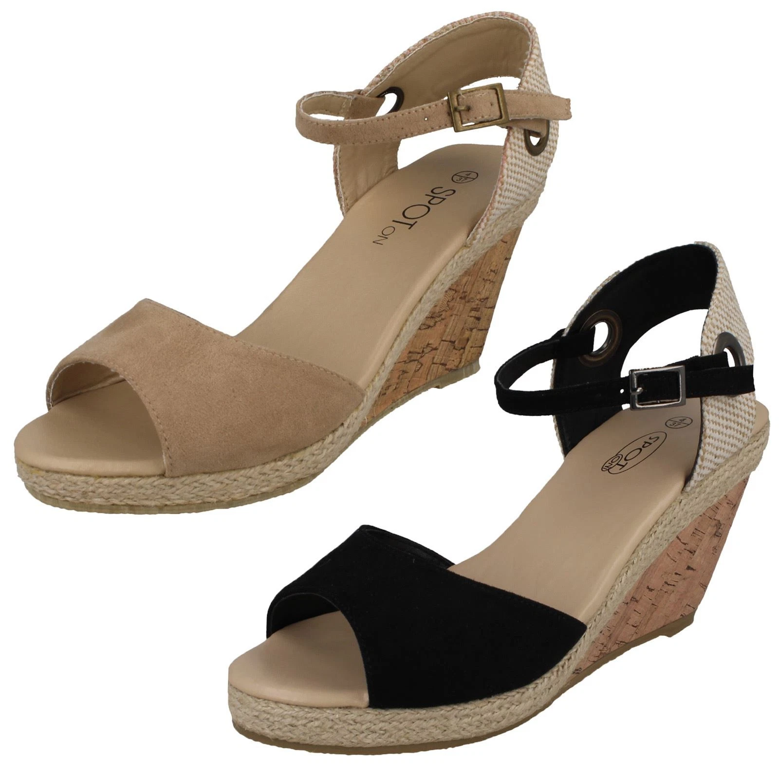 Ladies Spot On Cork Wedge *Sandals*