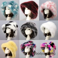 Women's Fuzzy Bucket Hat Winter Fluffy Furry Plush Faux Fur Hats Fisherman Cap