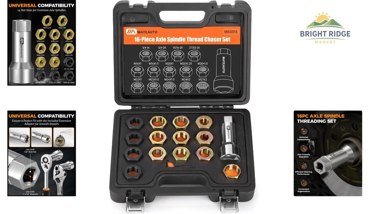 Complete Axle Spindle Repair Kit with Precision Tools for Thread