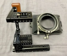 SmallRig 95mm Matte Box + CAMVATE Camera Cage Rig w/ Wooden Handle & Rails