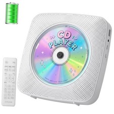 Portable CD Player Bluetooth: CD Players for Home Rechargeable Light White