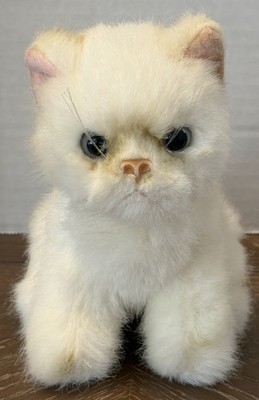 Vtg Russ Berrie Yomiko Plush White Cat W/ Gray Brown Tips 7  Stuffed Animal Toy